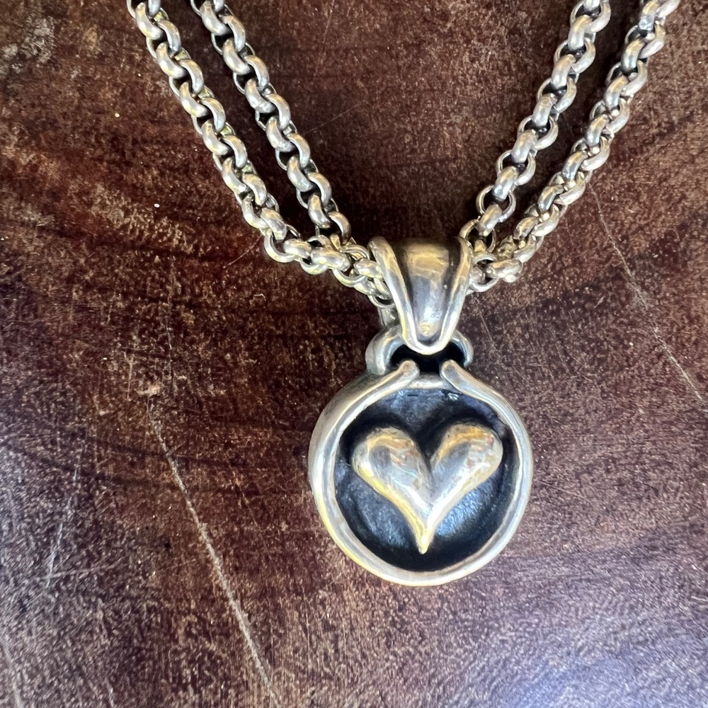 Choker Necklace With A Heart Pendant - (8" when clasped) - Picture 4 of 15